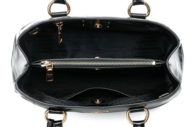 2014 Prada bright Leather Tote Bag for sale BN2533 black - Click Image to Close